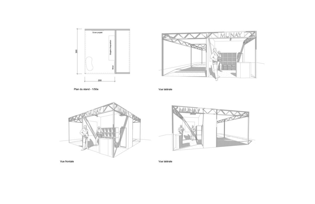 Plan des Automnales Genève 2025 à Palexpo, indiquant le stand D51 de Munay dans la zone du Marché.
